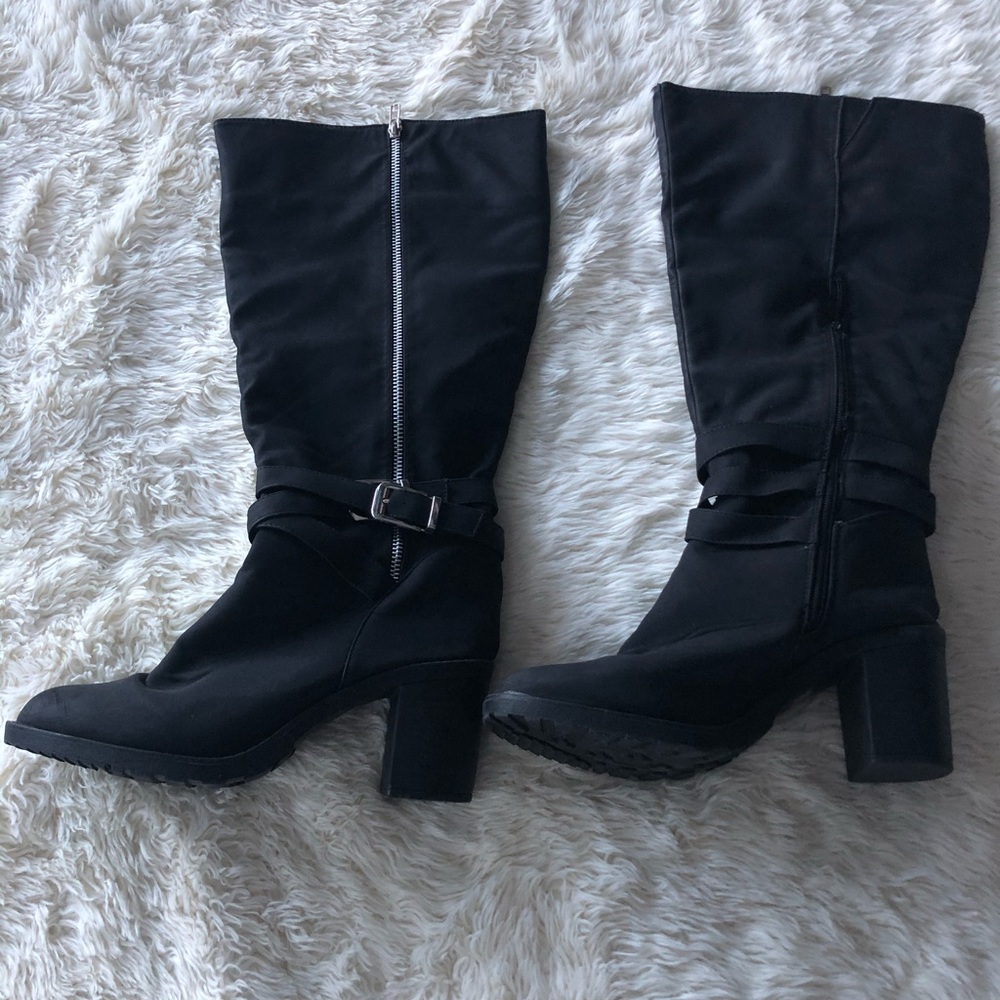 Black, heeled, tall boots